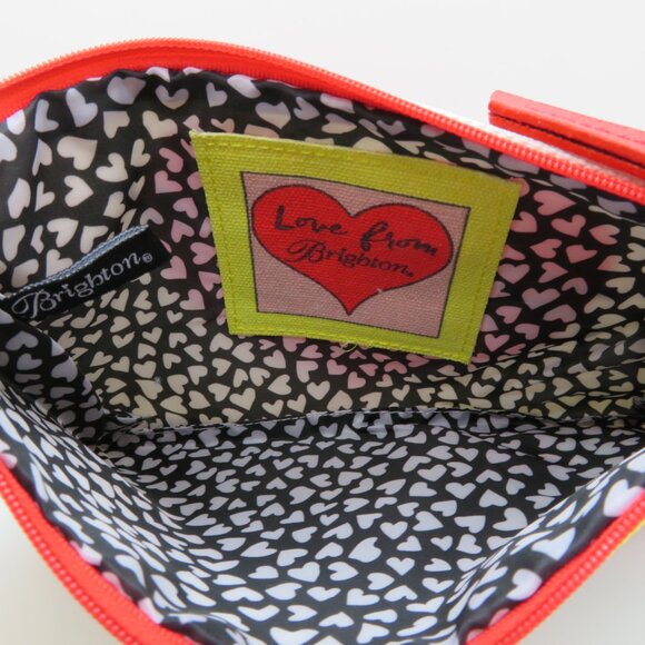 Women Small Canvas Pouch Bag Brighton 2018 Promo Hearts Lining Screen Print Chic - Picture 5 of 12